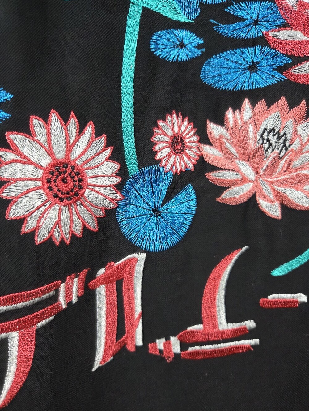 Topshop Embroidered Kimono Jacket Black Asian Graphic Back Print Size US 6 Boho - Picture 9 of 16